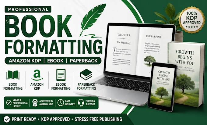 book formatting, amazon KDP, ebook formatting and paperback formatting