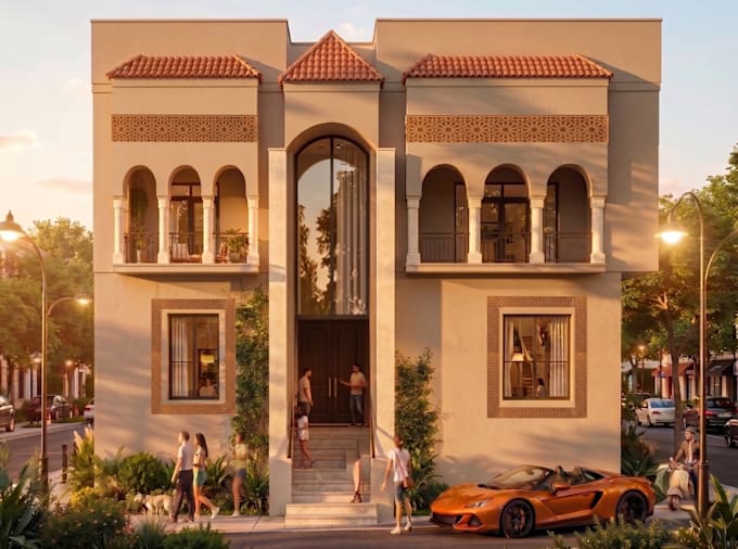 create realistic 3d exterior rendering and elevations