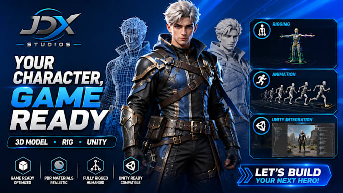 develop 3d game ready character in unity without rigging