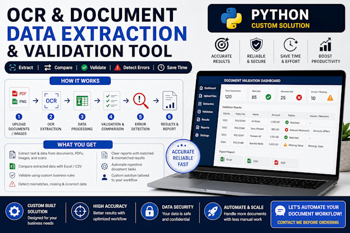 build a python ocr document data extraction and validation tool