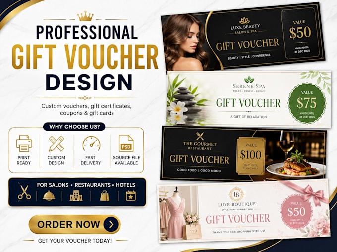 design professional gift vouchers, certificates and coupons