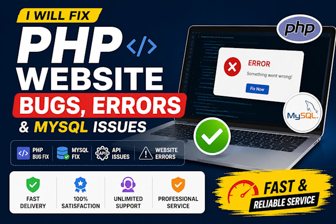 fix PHP mysql website bugs errors and issues