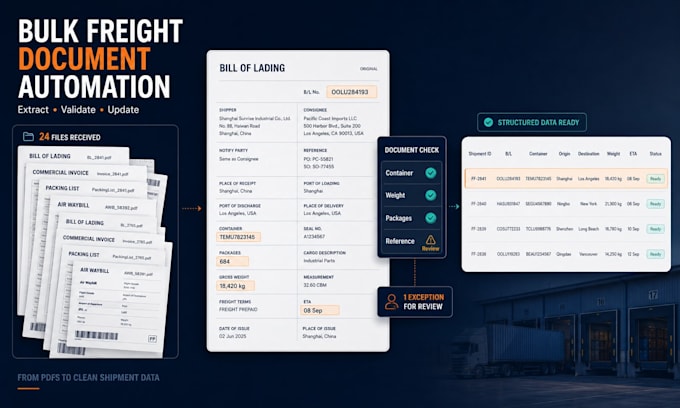 automate freight forwarding data entry, pod tracking and bulk document workflows