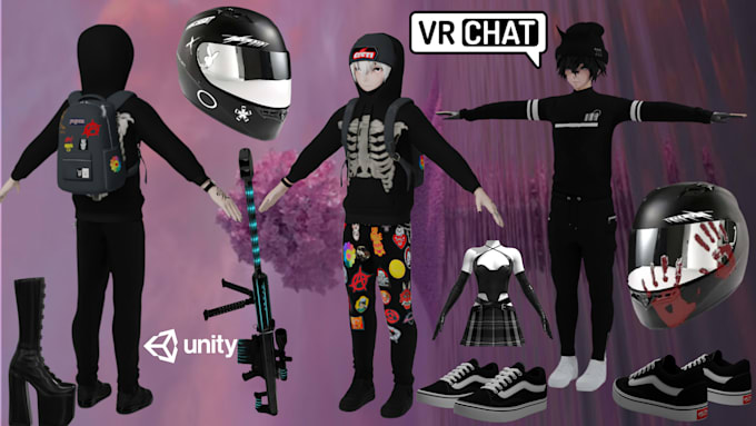 create custom vrchat props, clothing, accessories, assets, outfits, weapon, item