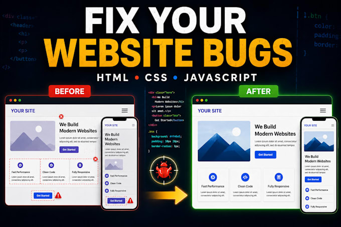 fix HTML CSS and javascript bugs and issues