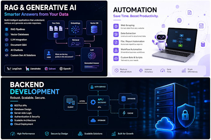 help in ai agent development, rag chatbot, backend, gen ai