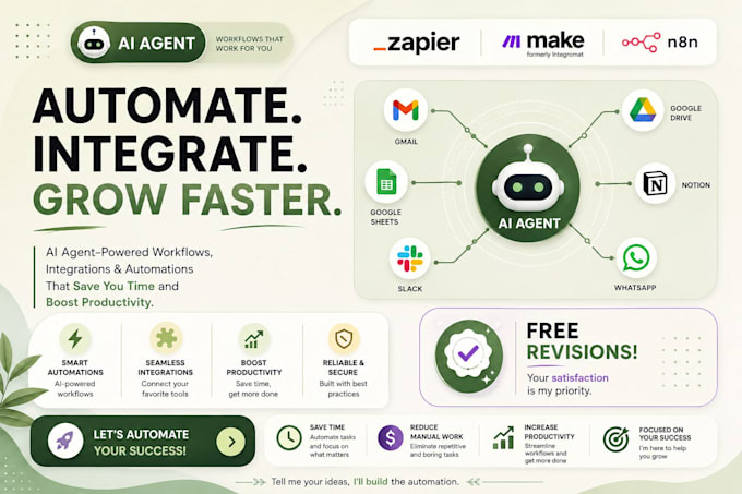 build n8n, zapier or make automation workflows n8n ai agents, airtable, api