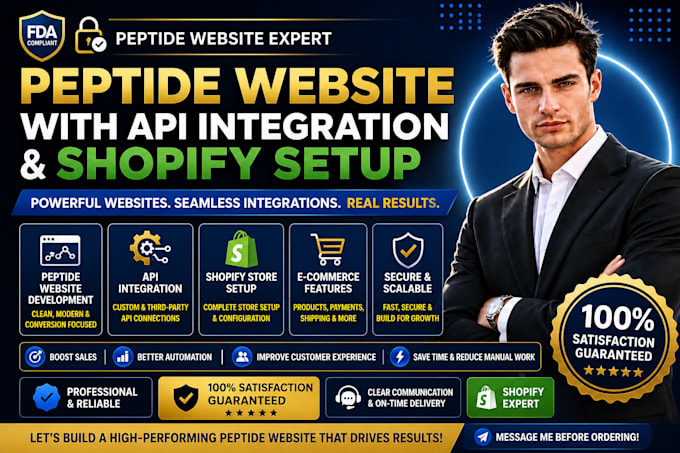 build a peptide website with API integration and