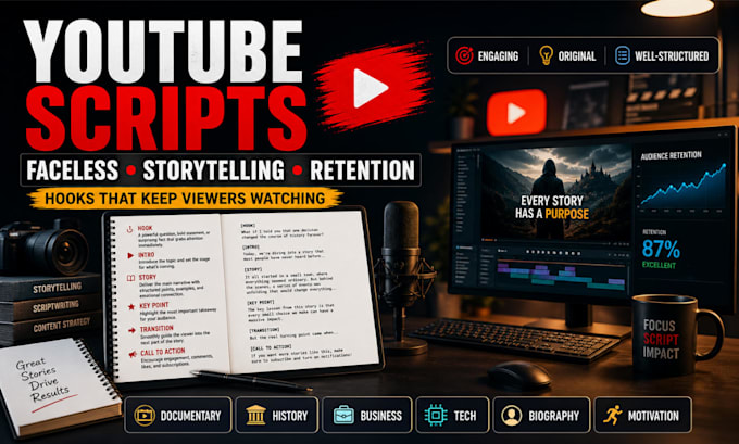 write engaging youtube scripts for faceless and storytelling videos