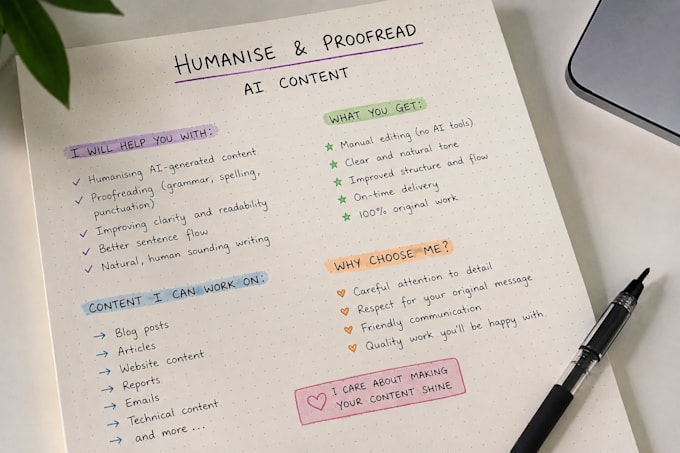 humanise and proofread ai content