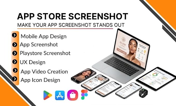 design app store screenshots for ios and android, google play app, app store UI