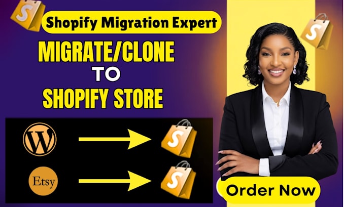 migrate your esty shop to a shopify website and wordpress store to shopify store