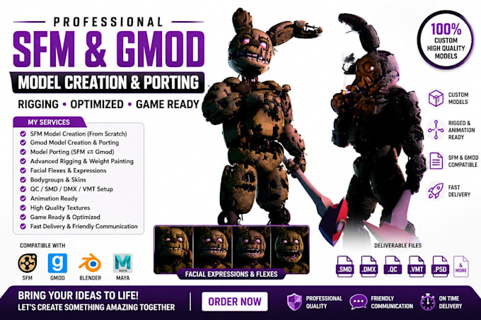 model and port sfm model, gmod playermodel, sfm porting, rigging, 3d model
