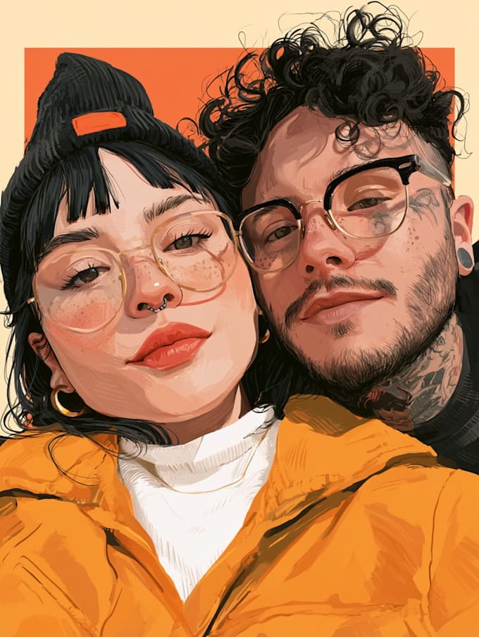 couple portrait wedding portrait illustration