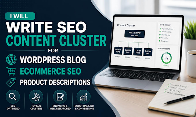 write SEO content cluster for wordpress blog ecommerce product page description