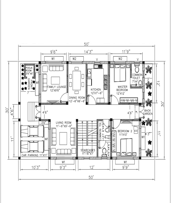 design custom 2d house maps and villa plans