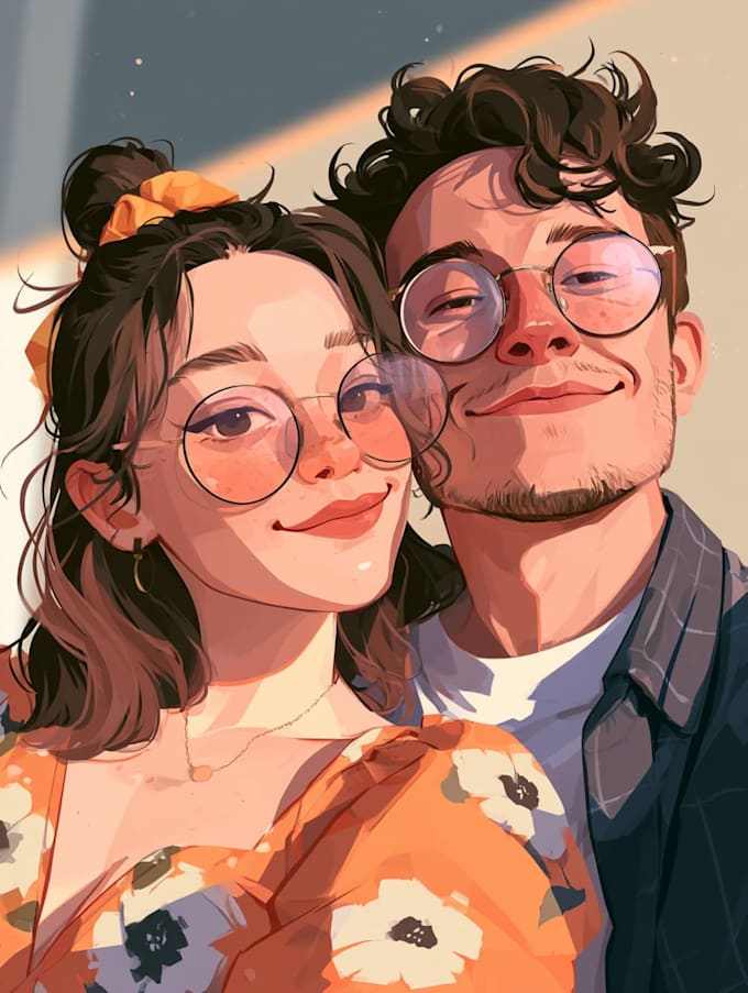draw couple portrait illustration