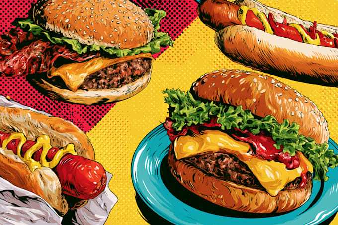 make a food pop art illustration