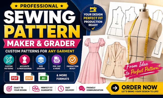 be your professional sewing pattern maker for custom garment patterns