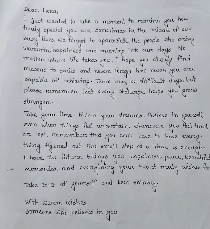 write custom handwritten personal and love letters or notes