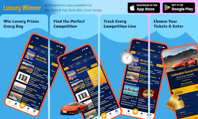 app store and google play screenshot design