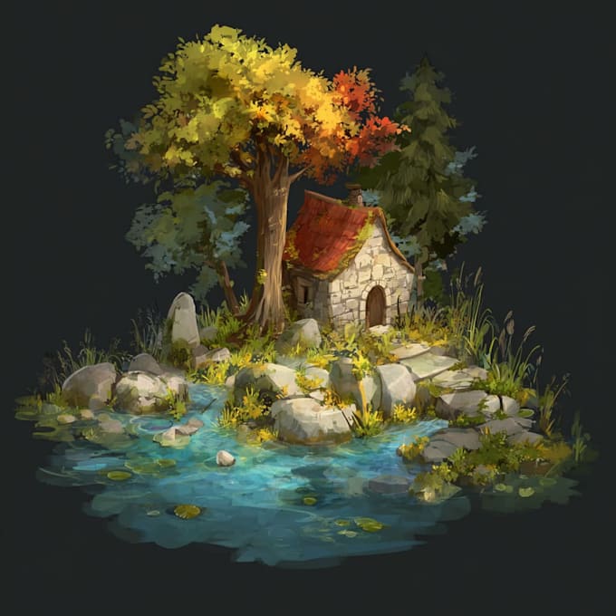 create 2d game environment concept art and illustration