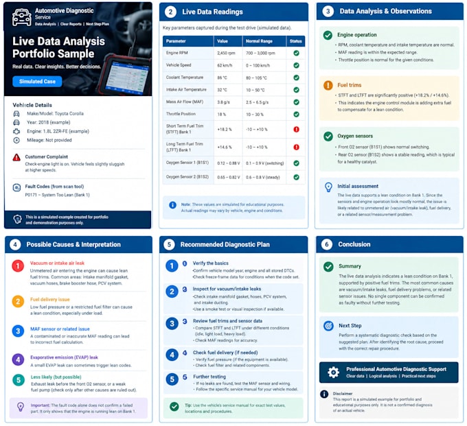 analyze your car obd2 codes and provide a diagnostic report