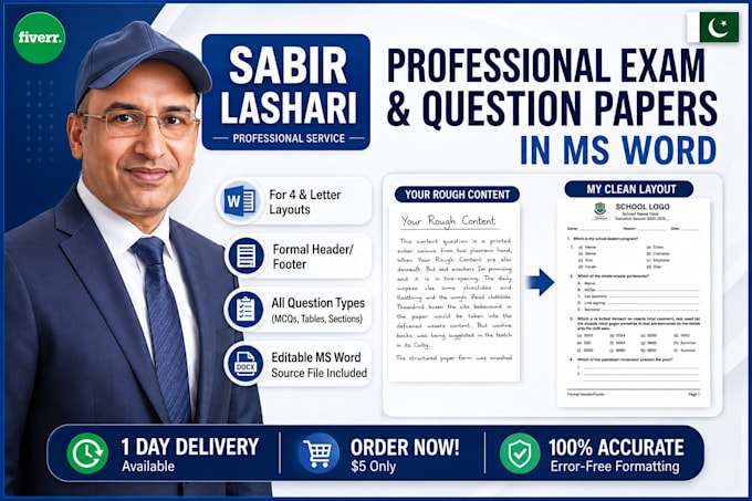 format professional exam papers and question papers in ms word