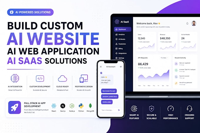 build custom ai website ai web application ai saas full stack ai app developer