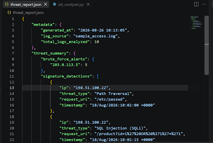 develop a custom python log analyzer and intrusion detection script