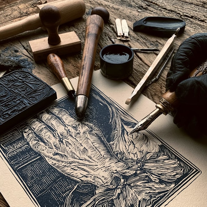 create a unique handmade linocut illustration or print for you