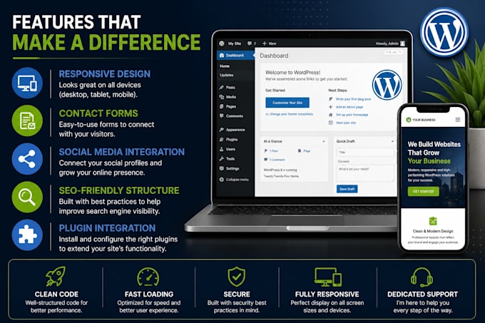 build a professional responsive wordpress business website