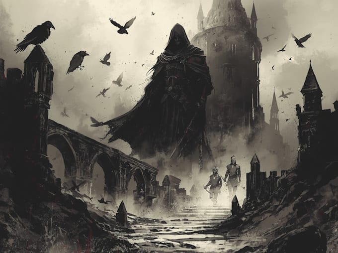dark medieval art illustration for you