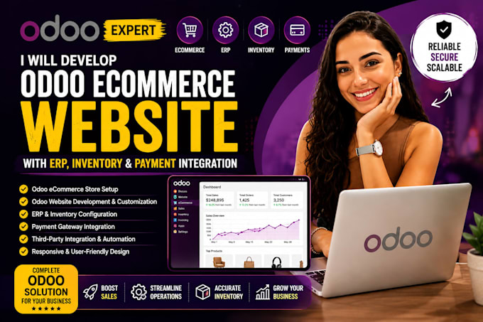 develop design odoo ecommerce website with erp inventory and payment integration