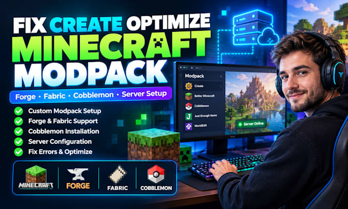 fix create optimize custom minecraft modpack forge fabric cobblemon server setup