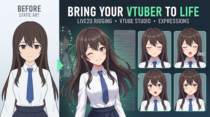 fix static vtuber art with live2d rigging for vtube studio model and setup
