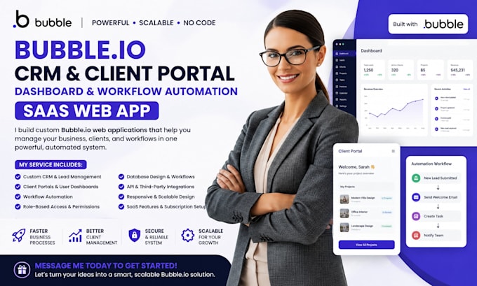 build bubble io CRM client portal dashboard workflow automation saas web app