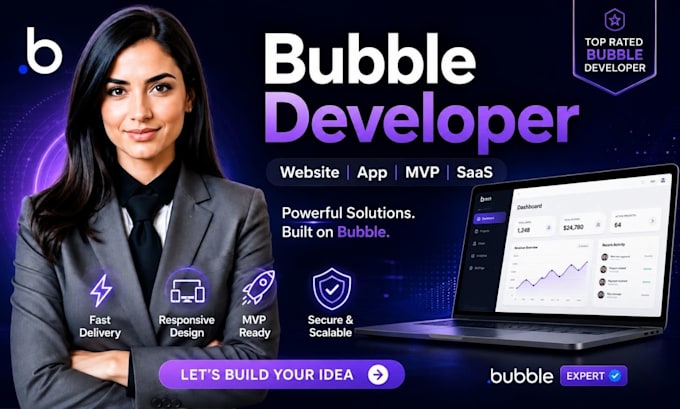 build bubble website, bubble app, bubble mvp, bubble saas as bubble io developer