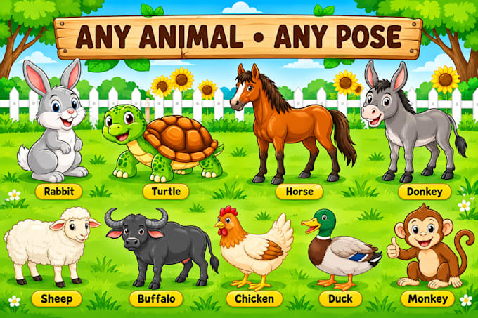 create custom cartoon animal vector illustration