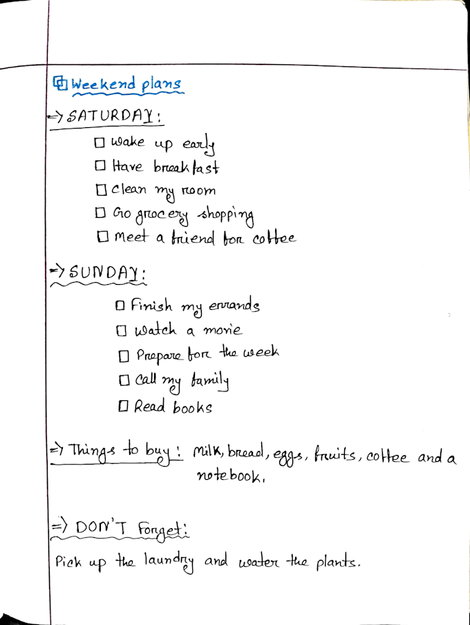 provide neatly handwritten notes