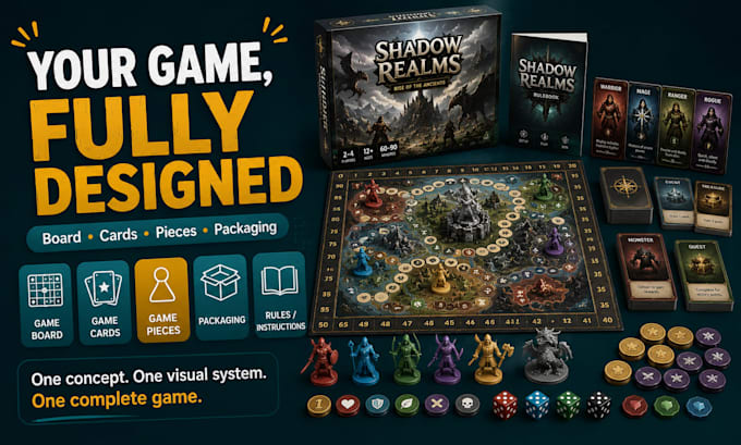 design game boards, cards and its components