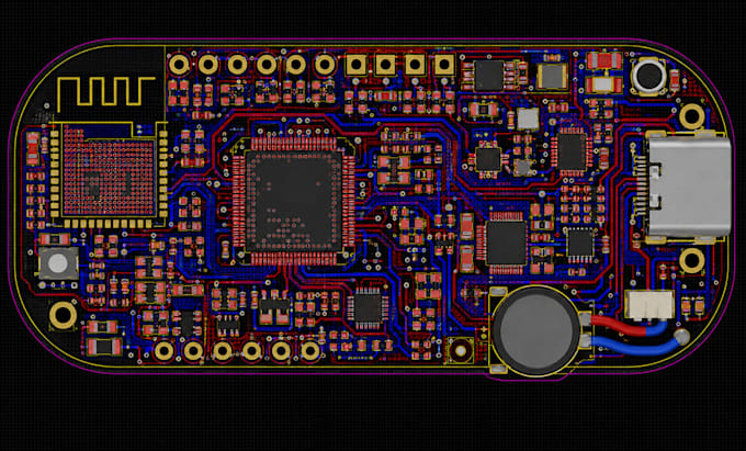 design miniature hairbrush pcb using tinyml, mems microphone, dfm, haptic, ble