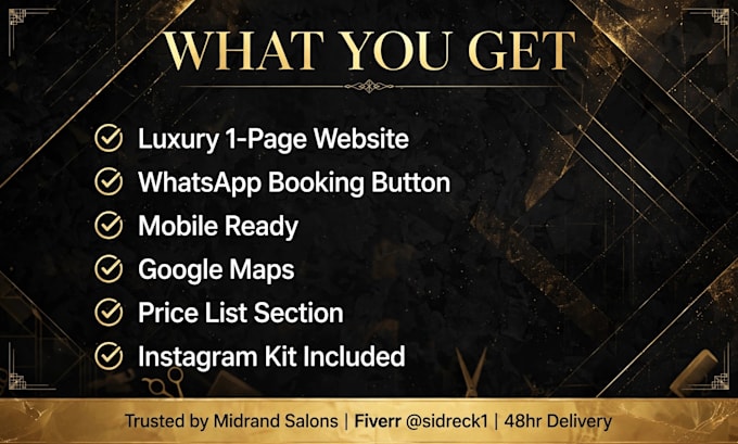 build luxury salon website with whatsapp booking that gets bookings