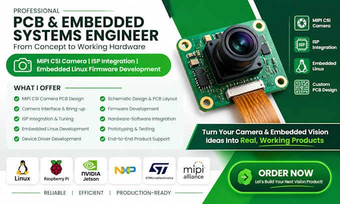 do mipi csi camera pcb, isp integration and embedded linux firmware development
