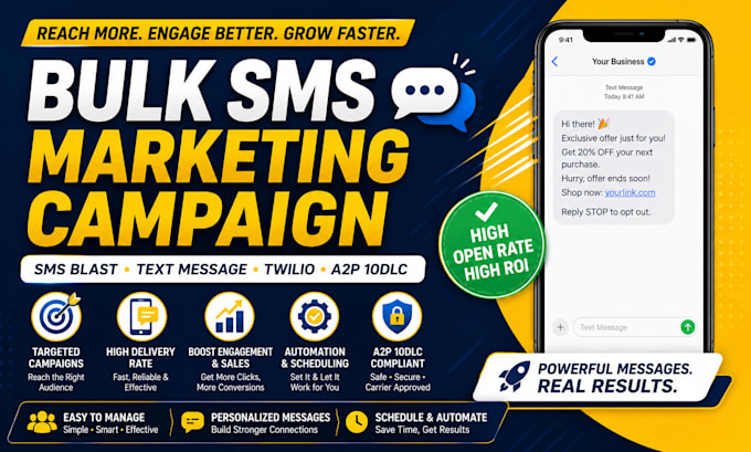 setup and manage bulk SMS campaign, text message and SMS blast