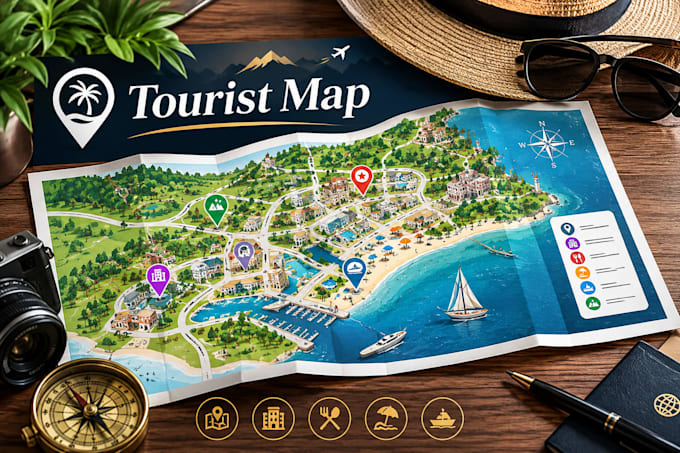 design tourist map travel map visitor guide destination map illustration map