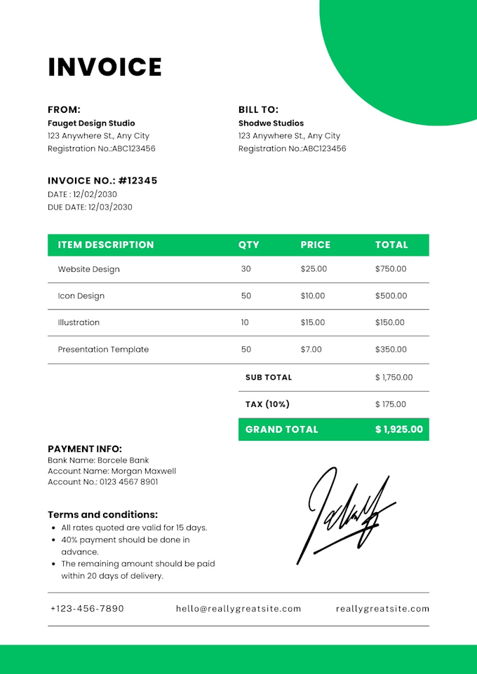 create professional and editable invoice templates for your business