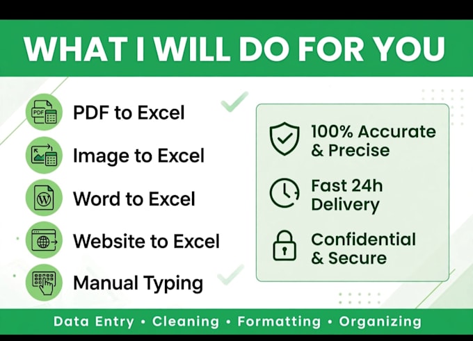 do data entry, pdf to excel, word to excel, copy paste