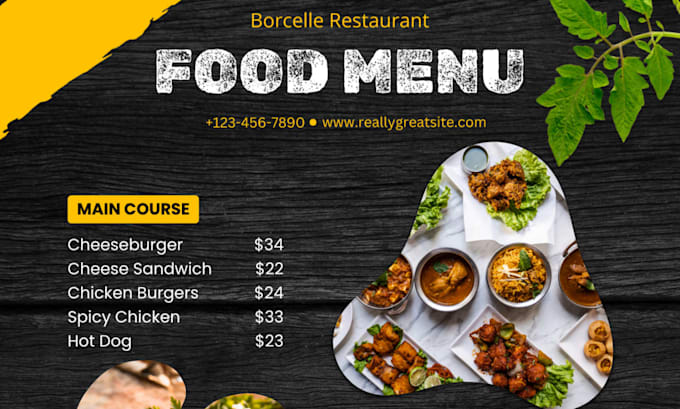 design attractive restaurant menus, event posters, and web banners