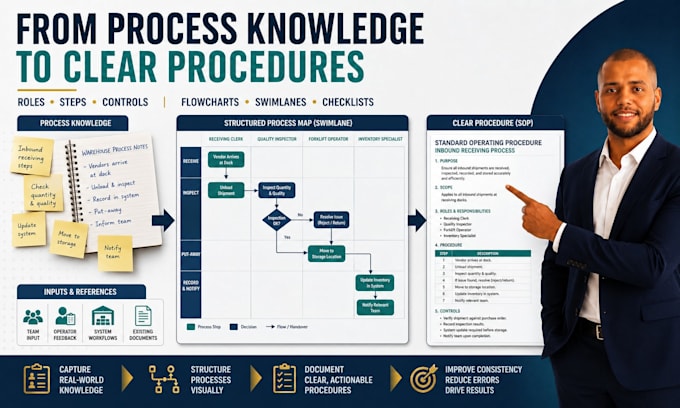 create warehouse sops process maps and work instructions